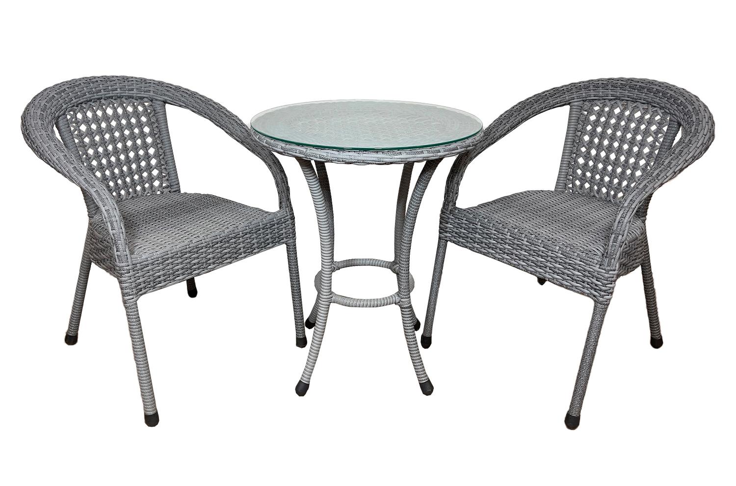 Комплект DECO 2 с круглым столом, серый комплект из искусственного ротанга royal family grand vicky серый