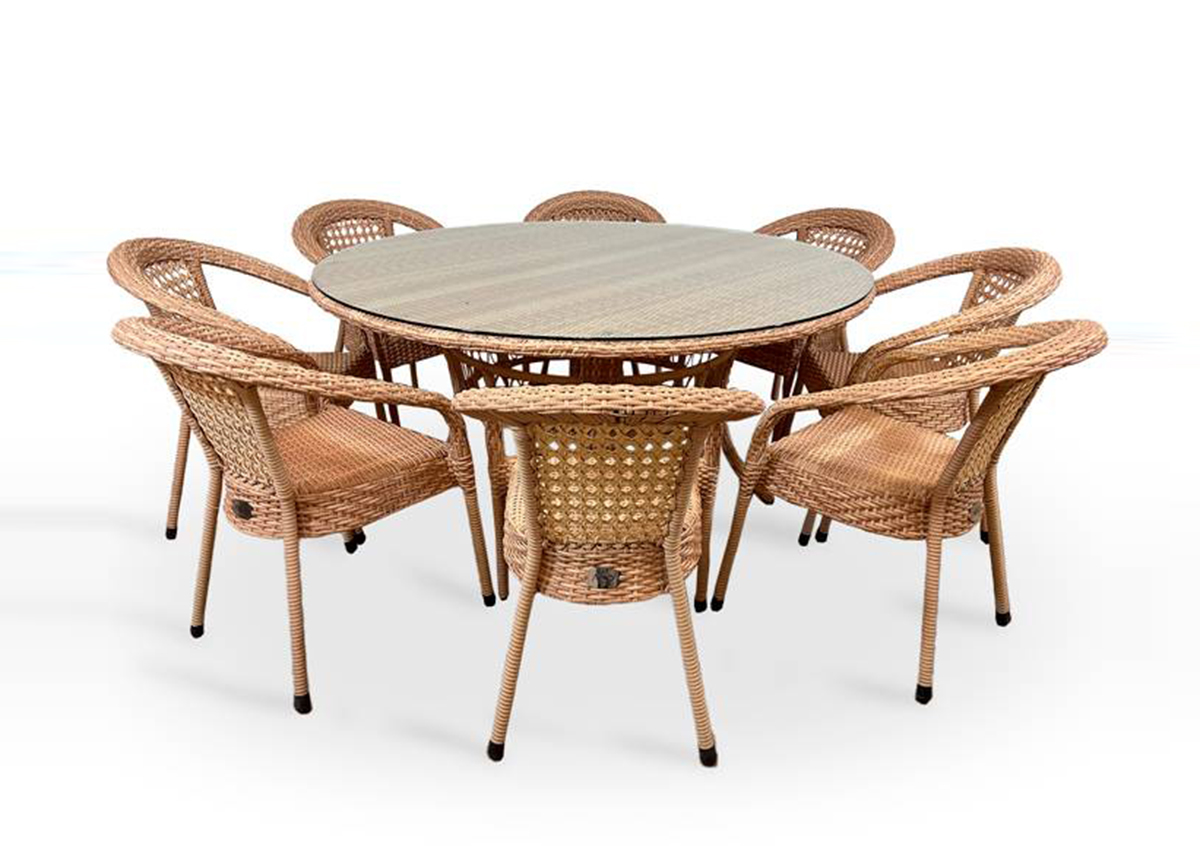 Комплект мебели DECO 8 с круглым столом, светло-коричневый бутылочка для хранения с пипеткой 50 мл коричневый белый