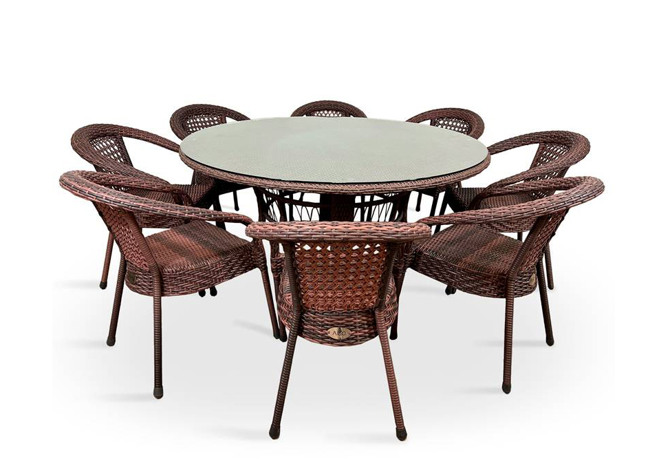 Комплект мебели DECO 8 с круглым столом, коричневый косметичка на молнии прозрачный коричневый