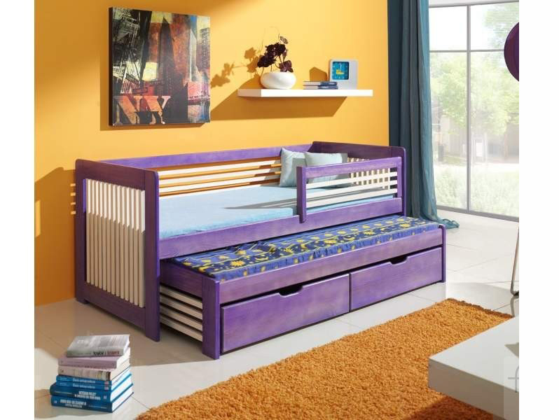 Детская кроватка Муза кровать соня вариант 4 с защитой по центру выкатные ящики приобретаются отдельно лаванда