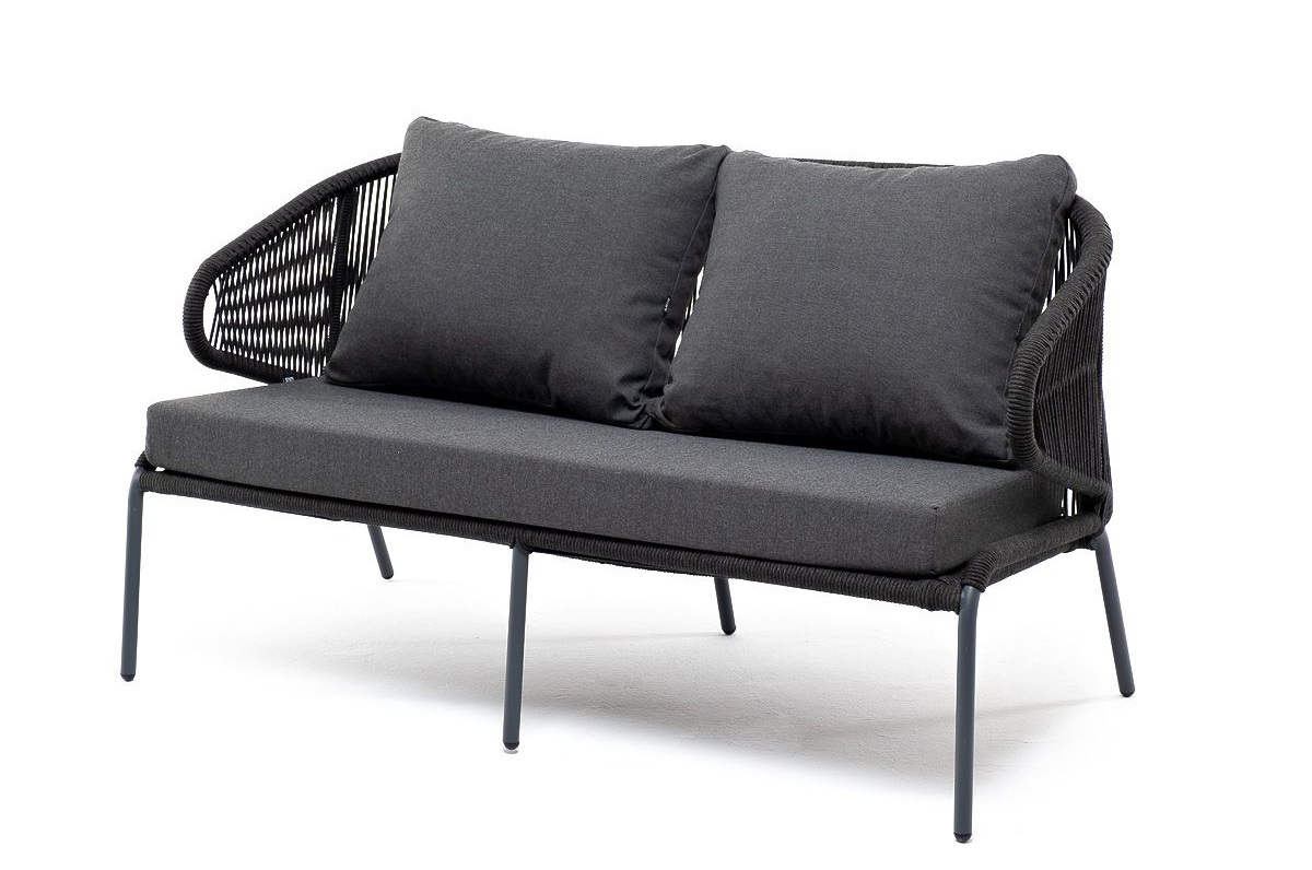 Двухместный диван из роупа Милан темно-серый плетеное кресло из роупа канны бежевое