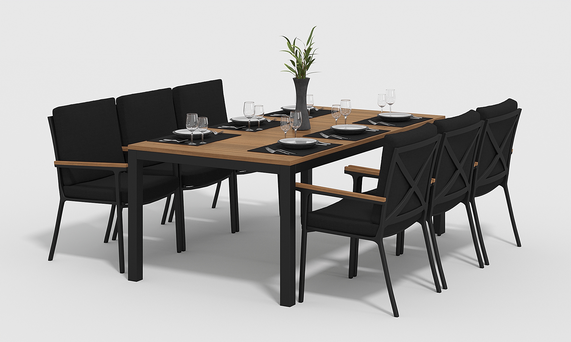 Обеденная группа Bella 200 черная стол обеденный 6 стульев