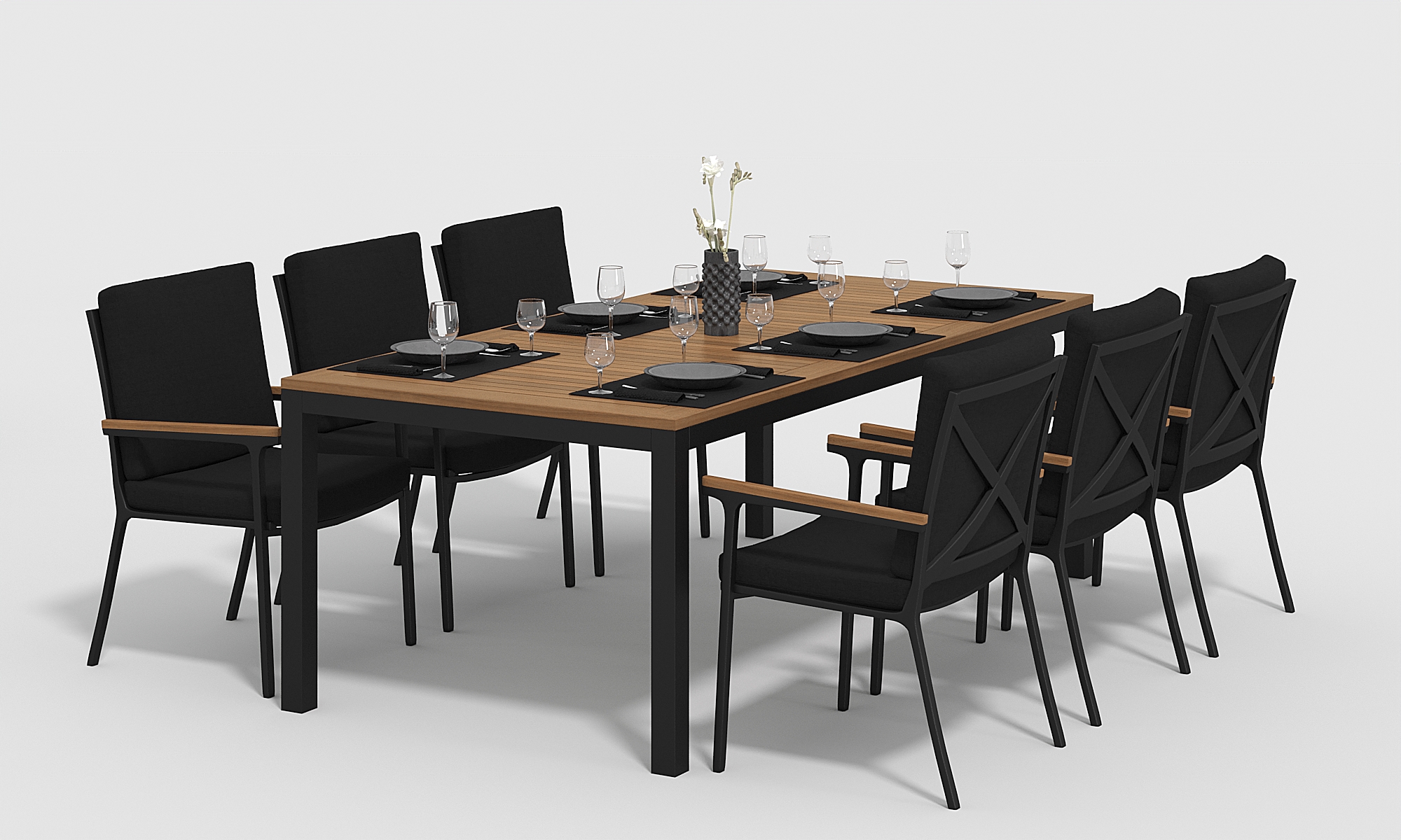 Обеденная группа Bella 220 черный стол обеденный 6 стульев