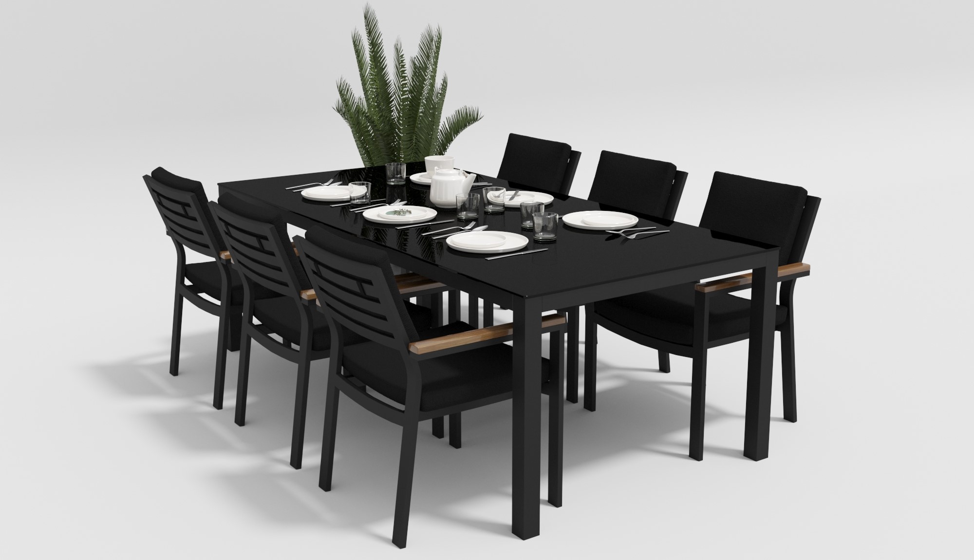 Обеденная группа Calma-2 200 черная кухонный стол шанхай стекло белое рисунок лдсп черная