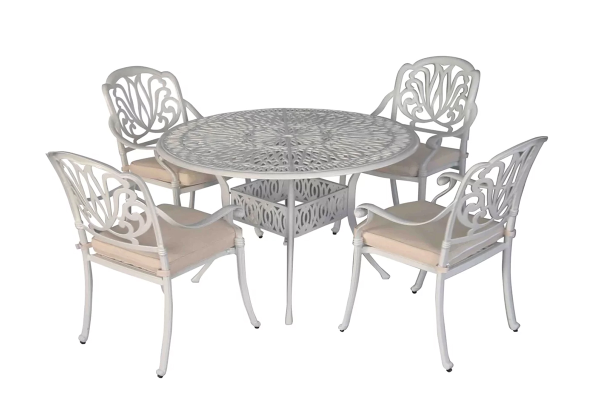 Набор белой садовой мебели William IV из литого алюминия для мебели для кресла стамбул без юбки натурал
