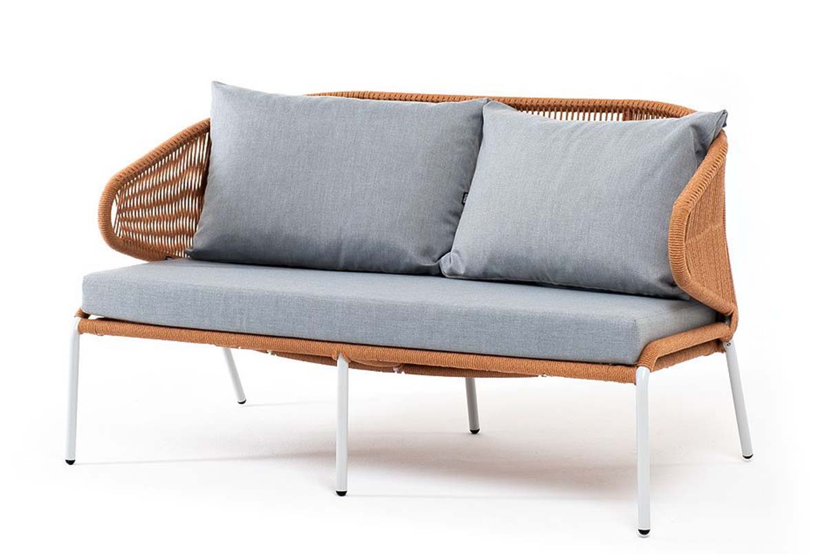 Диван 2-местный Милан плетеный из роупа оранжевый диван прямой лондон микровельвет коричневый