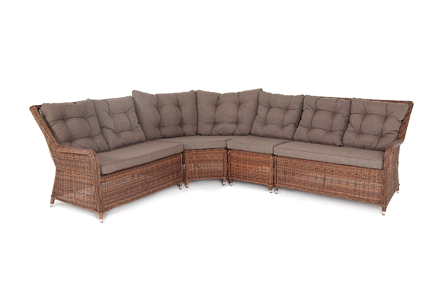 Модульный диван из ротанга Бергамо Brown плетеный диван канны 2 местный из дуба темно серый