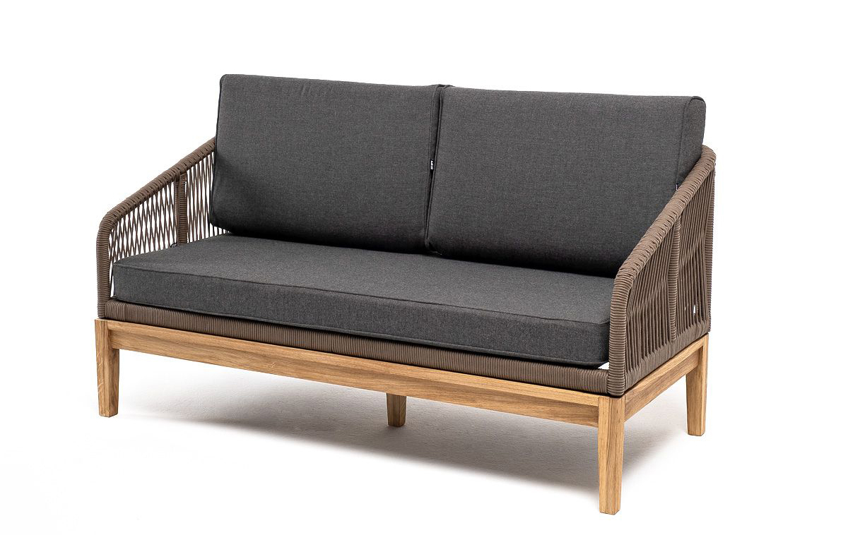 Плетеный 2-местный диван из дуба Канны серо-коричневый плетеный стул из роупа лион серо коричневый