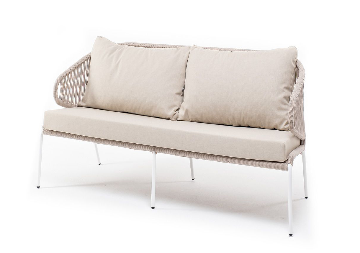 Двухместный диван из роупа Милан бежевый диван кухонный прямой мерлин велюр бежевый