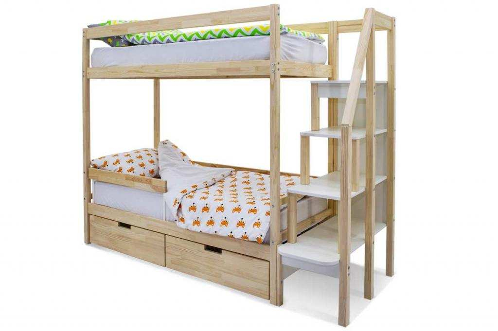 Детская двухярусная кровать Бельмарко Svogen натура с бортиком и ящиками кровать домик мини svogen дерево