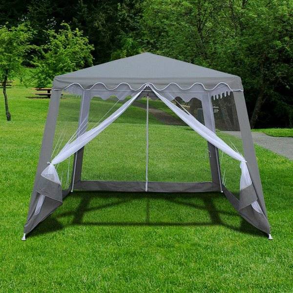 Садовый тент шатер с москитной сеткой тент крыша profgarden linya коричневый 275х200 см
