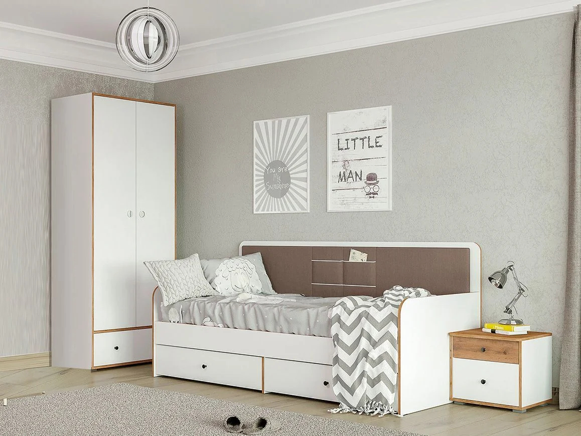 Детская комната Вуди-3 прикроватная тумбочка тифани кенди белый кенди