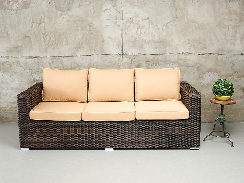 Плетеный трехместный диван KARL плетеный диван канны 2 местный из дуба темно серый