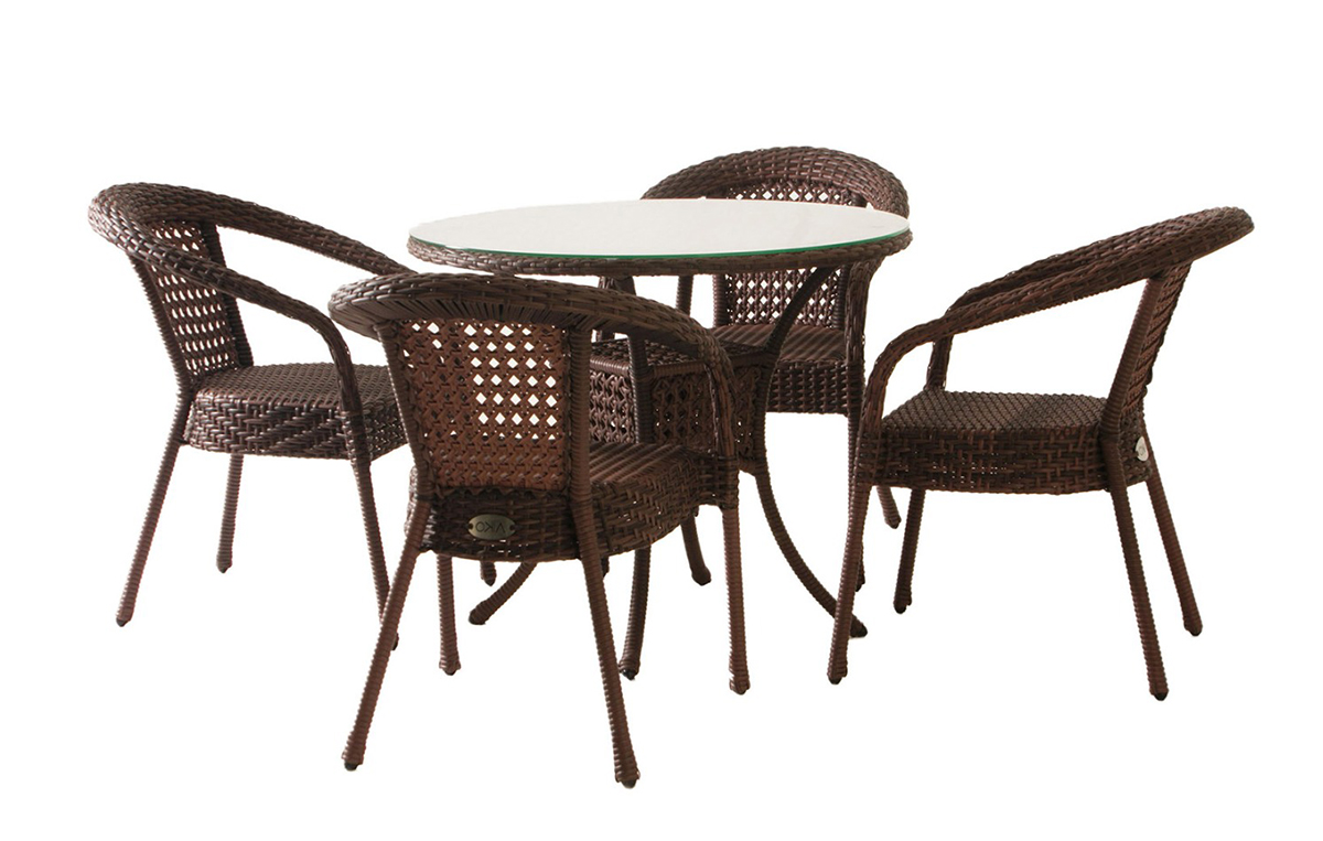 Комплект DECO 4 с круглым столом коричневый кпб зима лето марсель коричневый р евро