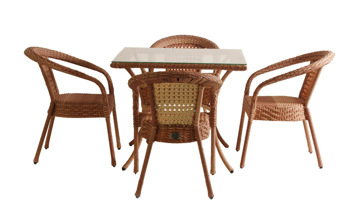 Комплект DECO 4 с квадратным столом, светло-коричневый комплект deco 4 с квадратным столом светло коричневый