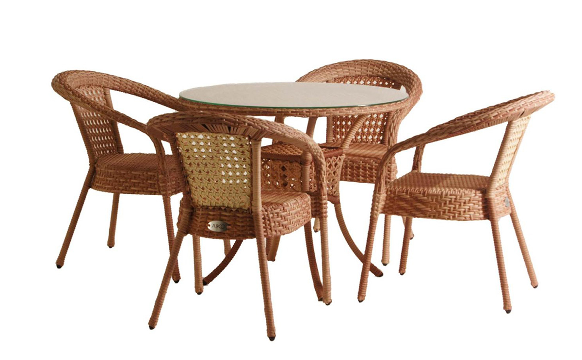 Комплект DECO 4 с круглым столом светло-коричневый кофейный комплект из искусственного ротанга алиса
