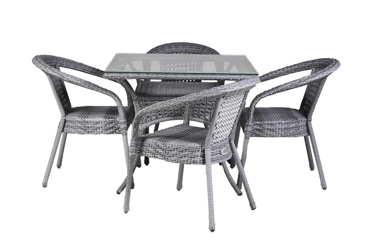 Комплект DECO 4 с квадратным столом серый обеденный комплект из искусственного ротанга fiona серый