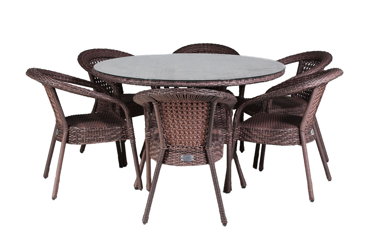 Комплект DECO 6 с круглым столом коричневый комплект роксолана