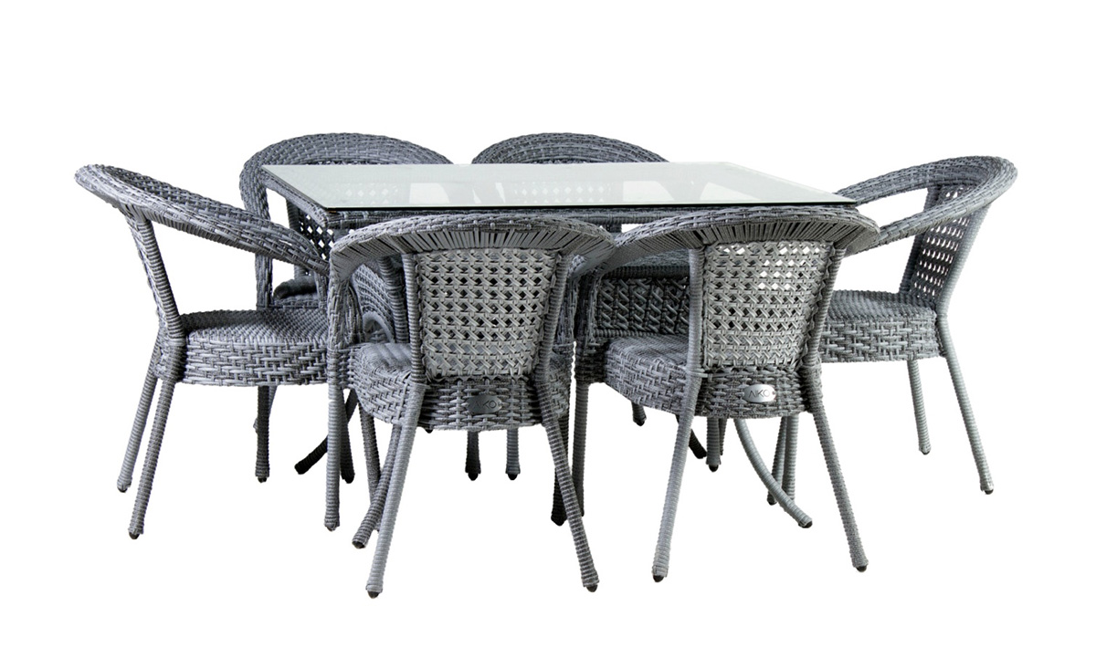 Комплект DECO PLUS 6 с прямоугольным столом серый жен комплект арт 16 0750 р 44