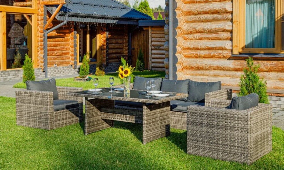 Комплект мебели KARL с обеденным столом серый набор садовой мебели для обеда сст к2 1 металл коричневый серый стол и 4 стула