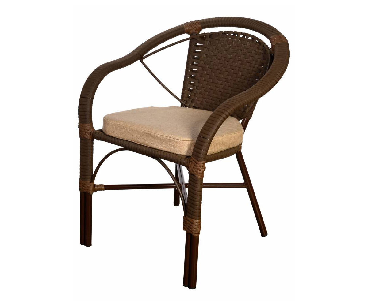 Кресло Denver (Денвер) из искусственного ротанга, орех ортопедическая спинка на сиденье упругая на сиденье 38×39 см дерево красно белый