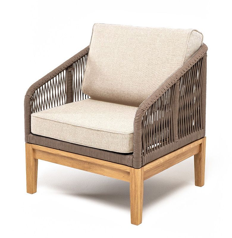 Кресло плетеное Канны из роупа бежево-коричневое плетеное кресло канны из роупа серый