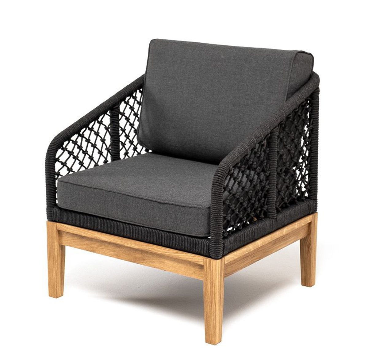 Кресло из роупа узелкового плетения Канны из дуба, темно-серое кресло из роупа узелкового плетения канны из дуба темно серое