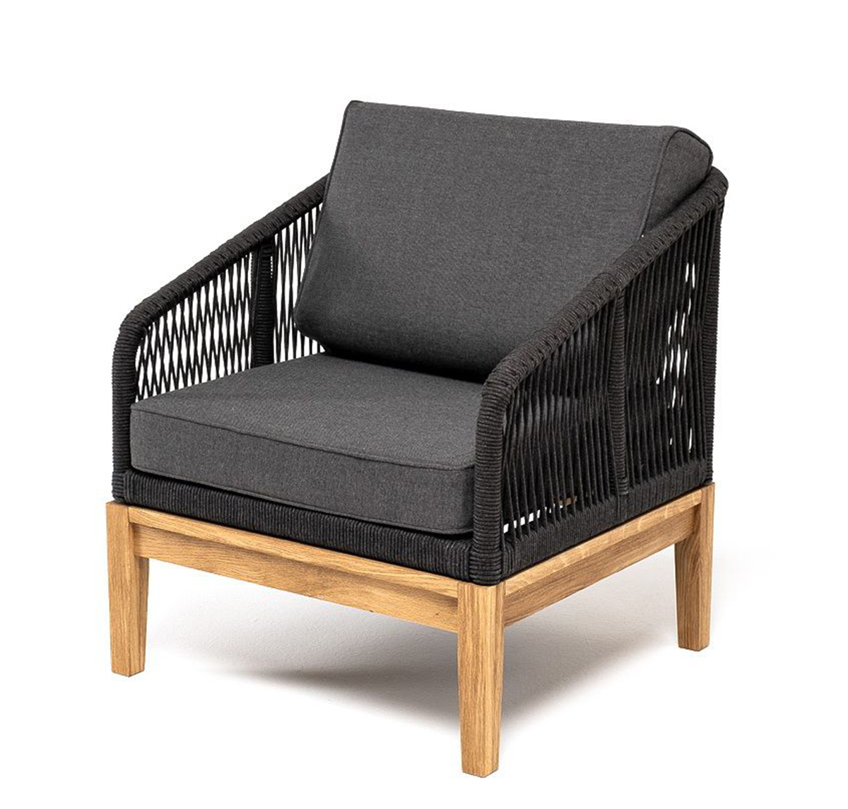Кресло плетеное из роупа Канны дуб, темно-серое плетеное кресло канны из роупа серый