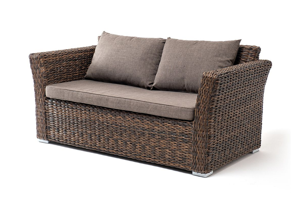 Двухместный диван из искусственного ротанга Капучино гиацинт коричневый угловой кронштейн коричневый 100х75 мм tech top 54295