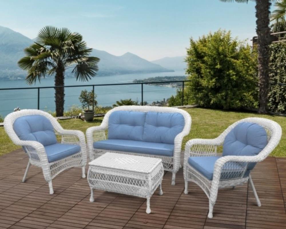 Комплект мебели из искусственного ротанга LV-520 White/Blue Афина кресло из искусственного ротанга алиса