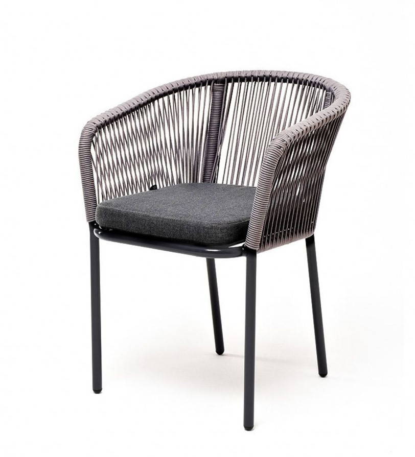 Плетеный стул из роупа Марсель серый меланж плетеный стул из роупа женева gray