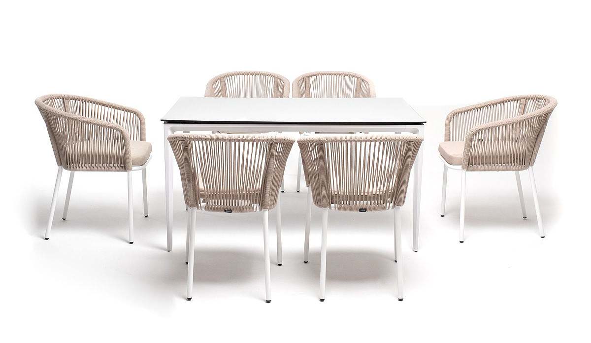 Обеденная группа Малага на 6 персоны со стульями Марсель бежевая обеденная группа для столовой и гостиной франц 3 4 стула грецкий орех мария ноче