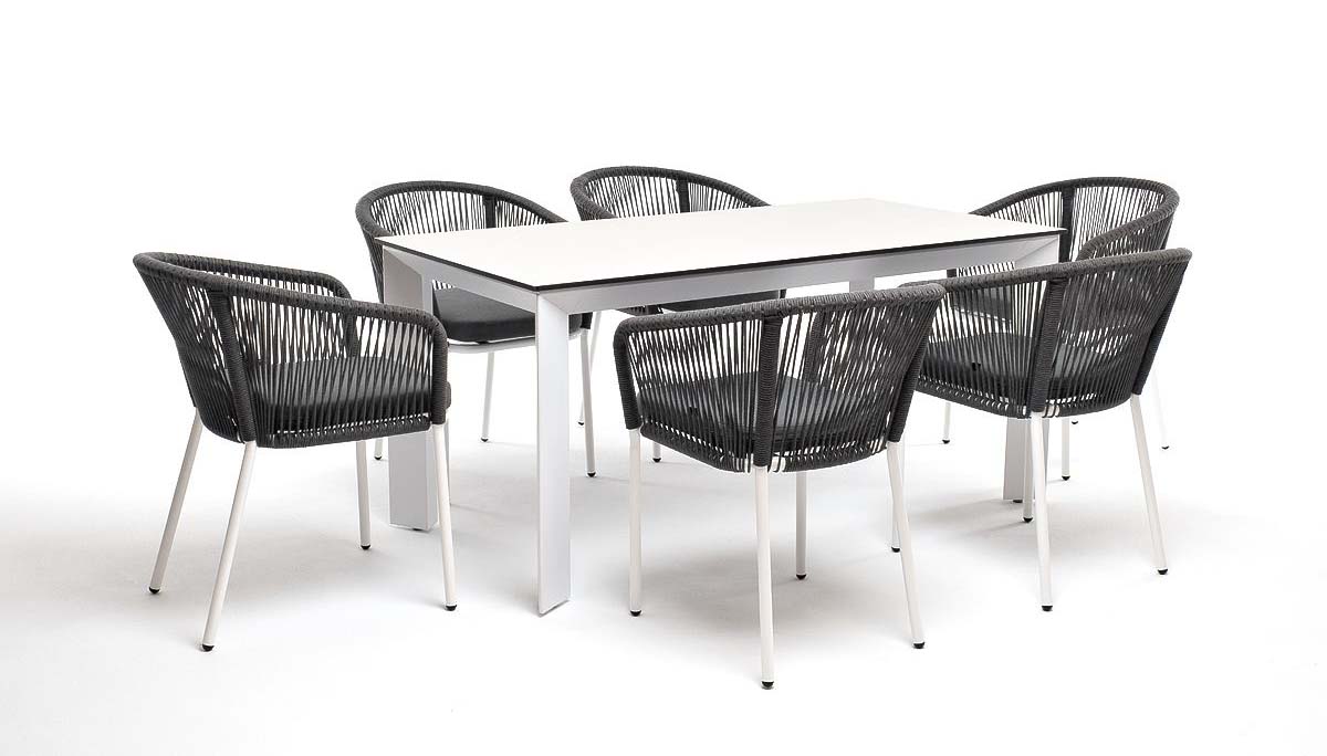 Обеденная группа Венето на 6 персон со стульями Марсель обеденный стол из hpl 160 венето молочный