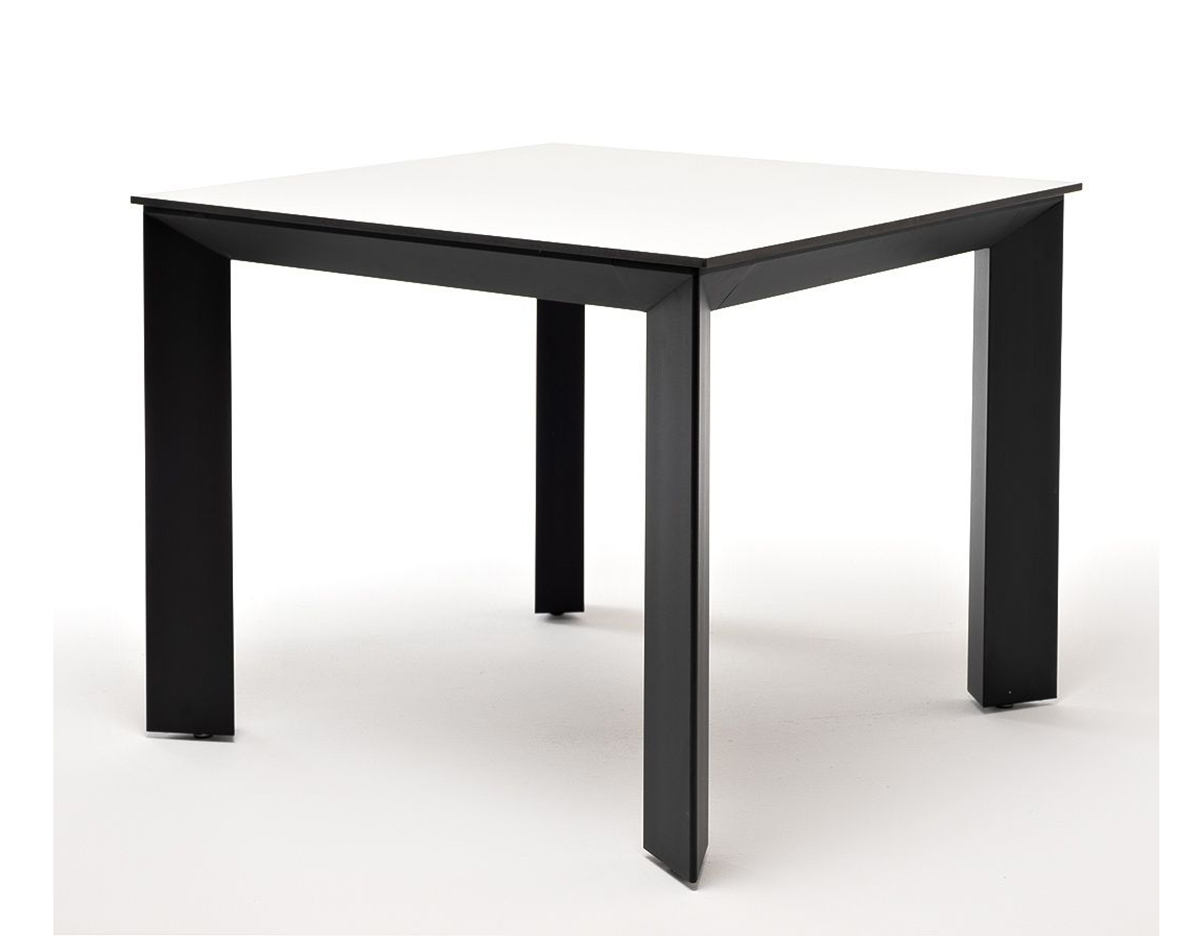 Обеденный стол из HPL 90 Венето молочный, каркас черный миниролл бамбук молочный 120x160