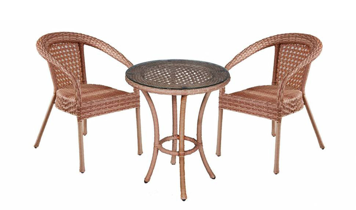 Комплект DECO 2 с круглым столом, светло-коричневый поводок 8 мм со своркой на 2 собак полиэстер и натуральная кожа 73 2х57 см коричневый