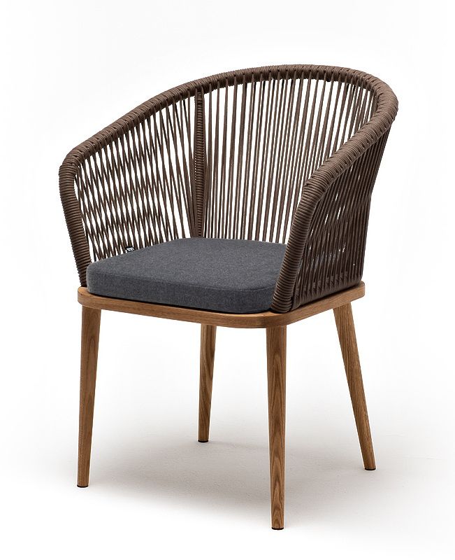 Плетеный стул Марсель серо-коричневый из дуба пуф сундук glasar коричневый 52х34х34 см