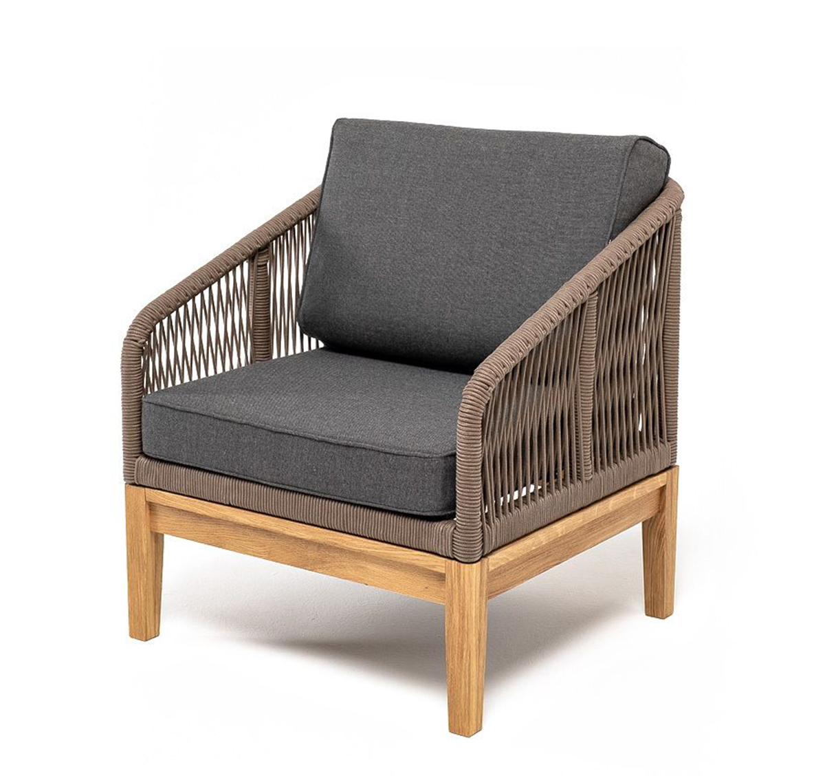 Плетеное кресло из роупа Канны дуб, серо-коричневое плетеное кресло из роупа касабланка 4sis