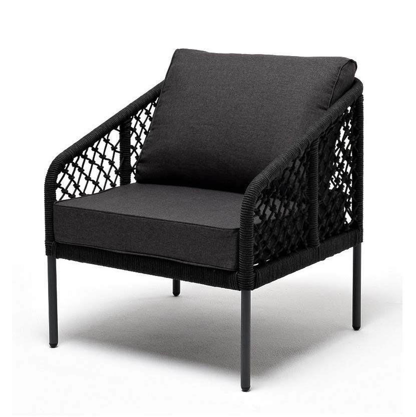 Кресло плетеное из роупа Канны темно-серый, ткань Savana Grafit краска декоративная grafit 1701 серебристый 2 5кг