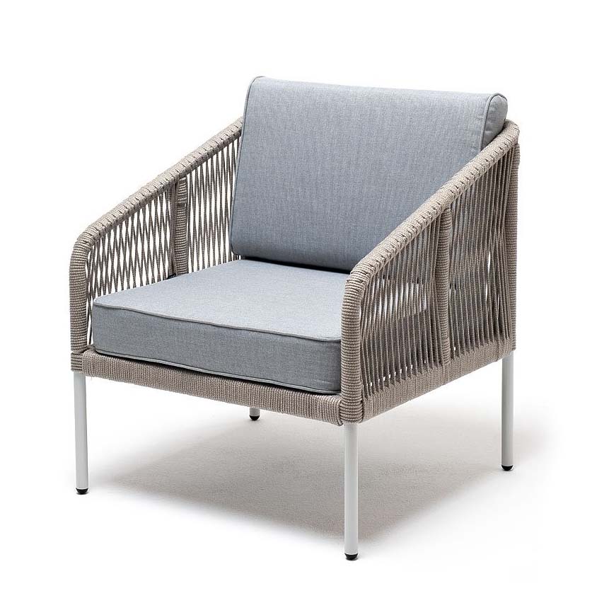 Плетеное кресло Канны из роупа серый плетеный стул из роупа женева gray