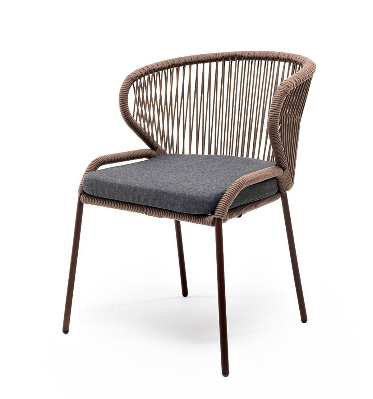 Плетеный стул из роупа Милан серо-коричневый покрывало сеньор коричневый р 150х215