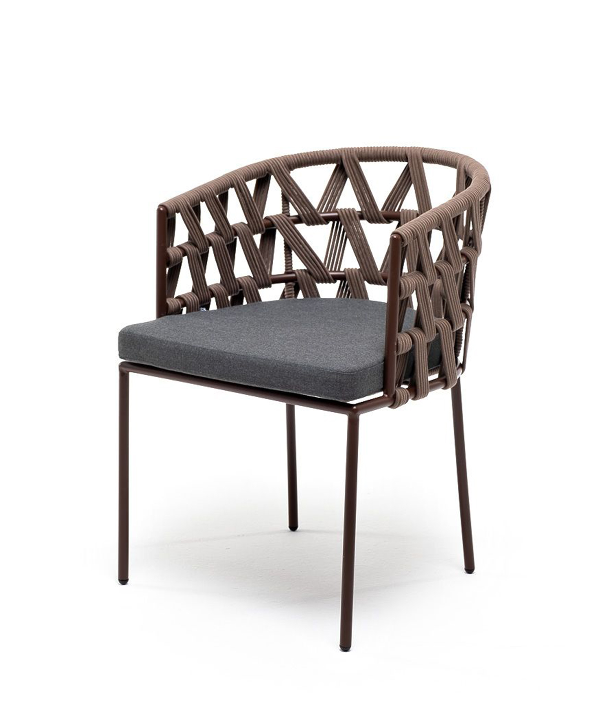 Плетеный стул из роупа Диего серо-коричневый покрывало неаполь коричневый р 200x215