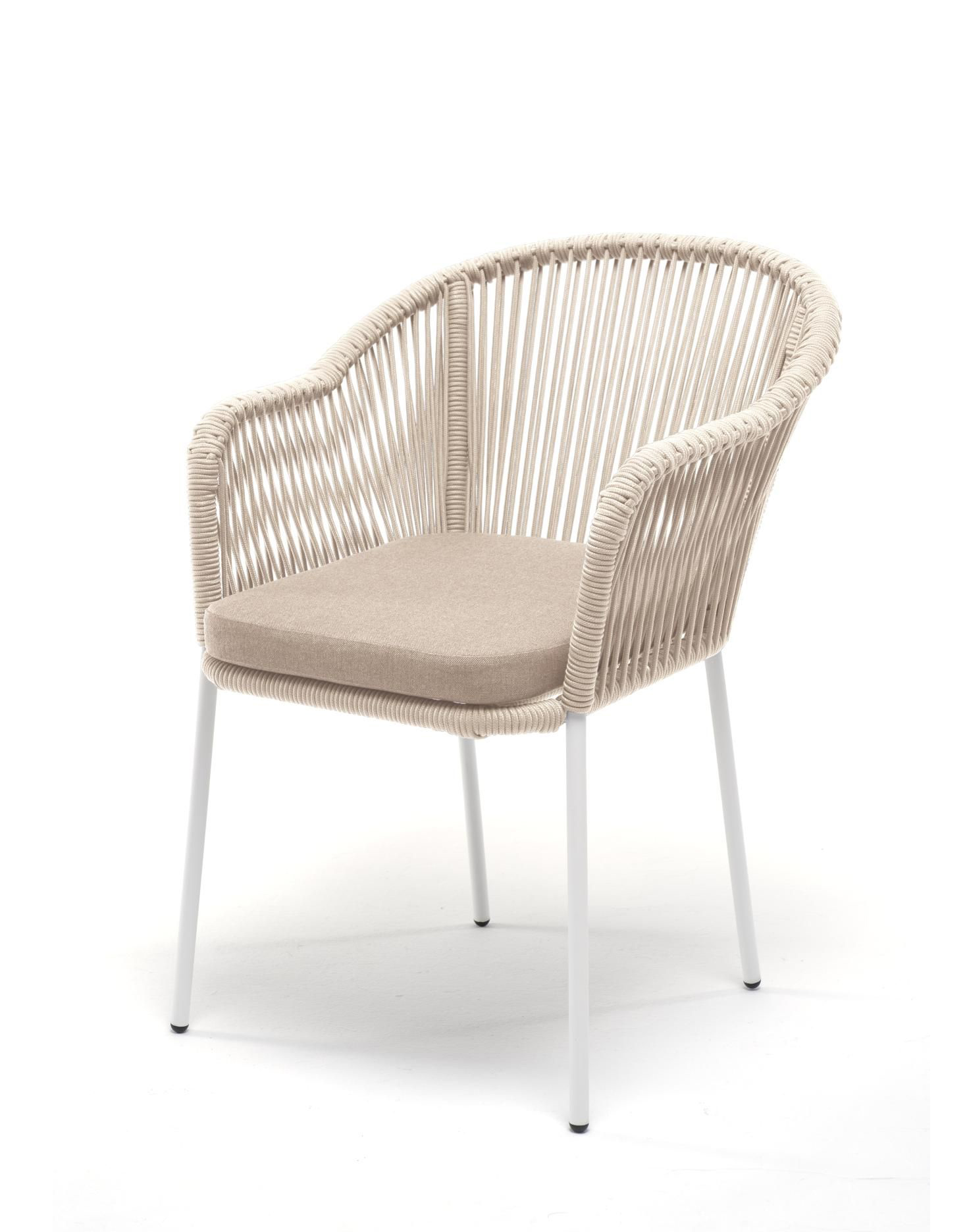 Плетеный стул из роупа Лион бежевый плетеный стул из роупа марсель бело серый