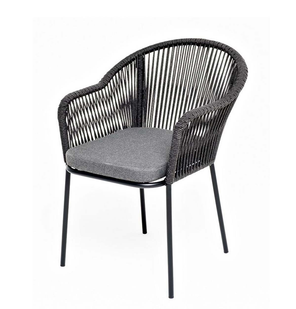 Плетеный стул Лион из роупа темно-серый плетеный стул из роупа марсель бело серый