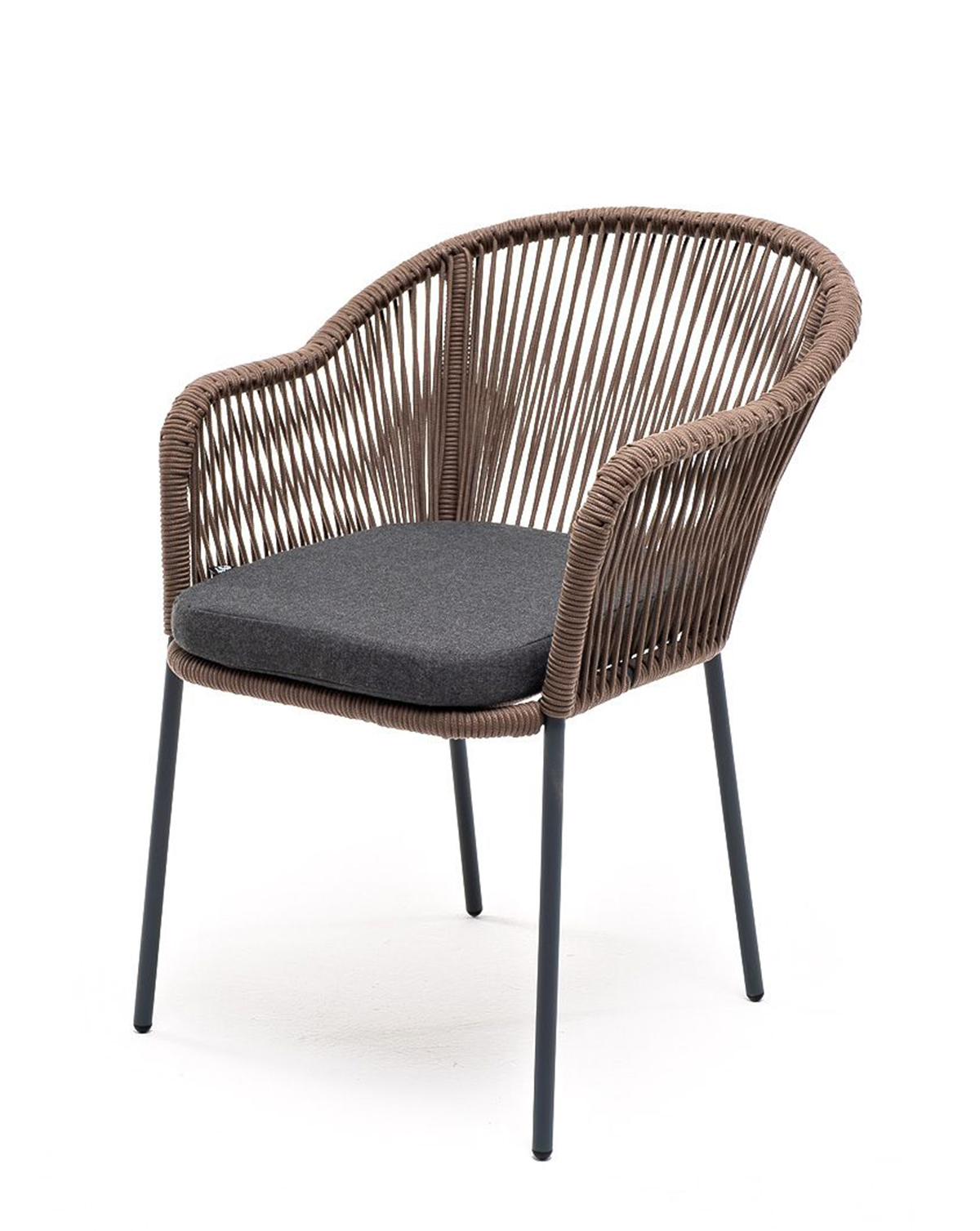 Плетеный стул из роупа Лион серо-коричневый футляр для очков хлопушка длина 16 см коричневый