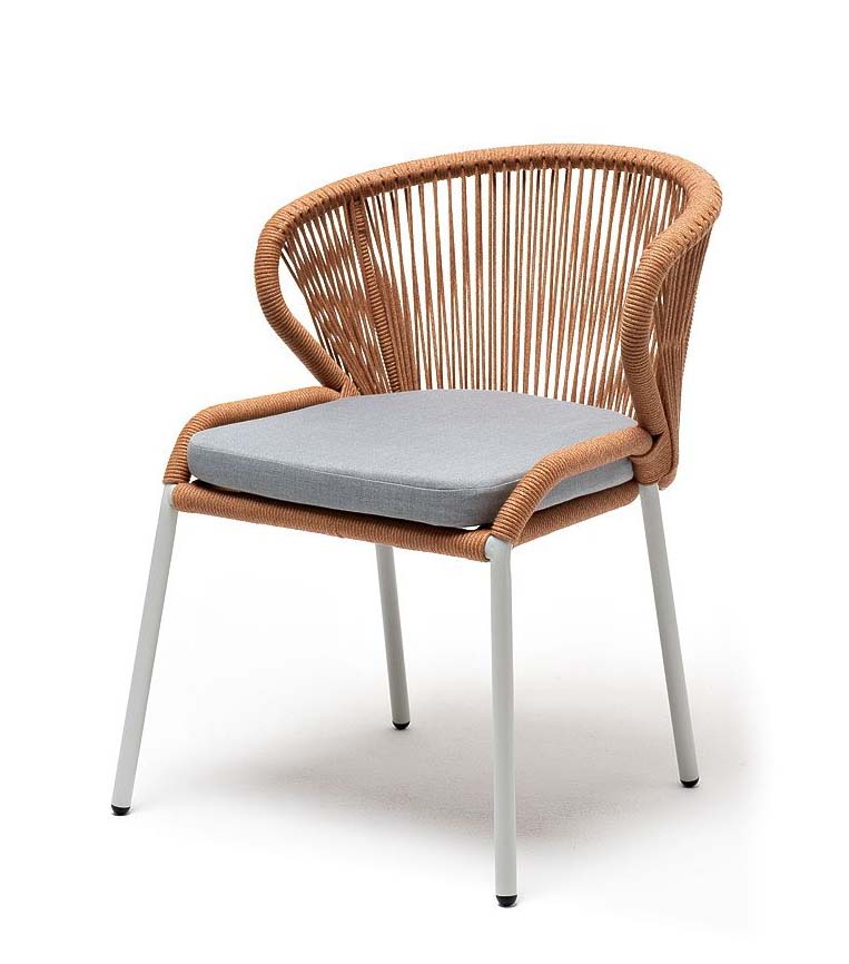 Плетеный стул Милан из роупа оранжевый отрез трикотажный для рукоделия велюр оранжевый 45 х 50 см