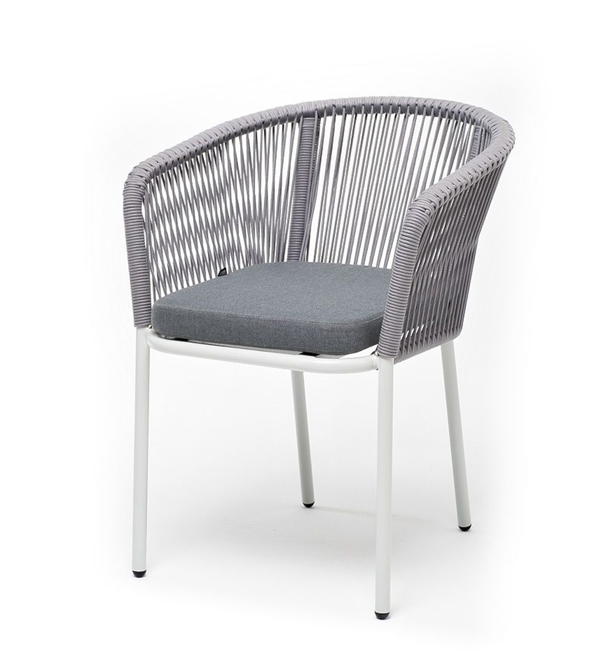 Плетеный стул из роупа Марсель бело-серый плетеный стул из роупа лион светло серый