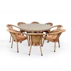 Комплект мебели DECO 8 с круглым столом, светло-коричневый