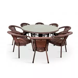 Комплект мебели DECO 8 с круглым столом, коричневый