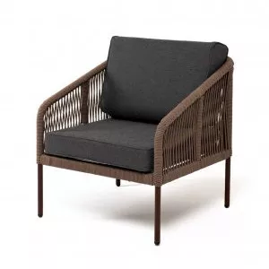 Плетеное кресло из роупа Канны серо-коричневое