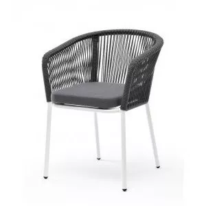Плетеный стул из роупа Марсель серый, белый каркас